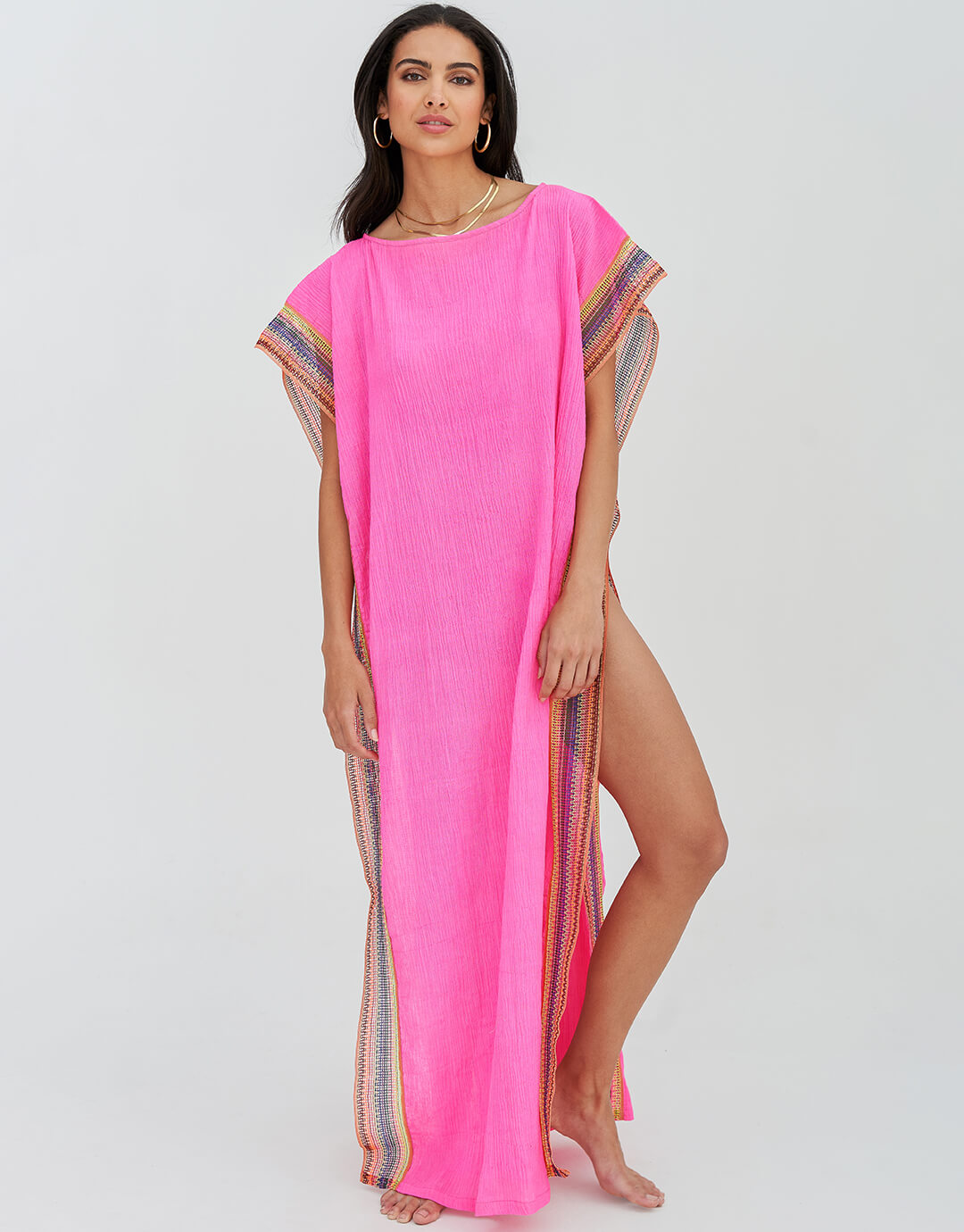 Crinkle Maxi Kaftan - Hot Pink - Simply Beach UK