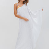 Chain One Shoulder Maxi Dress - White - Simply Beach UK