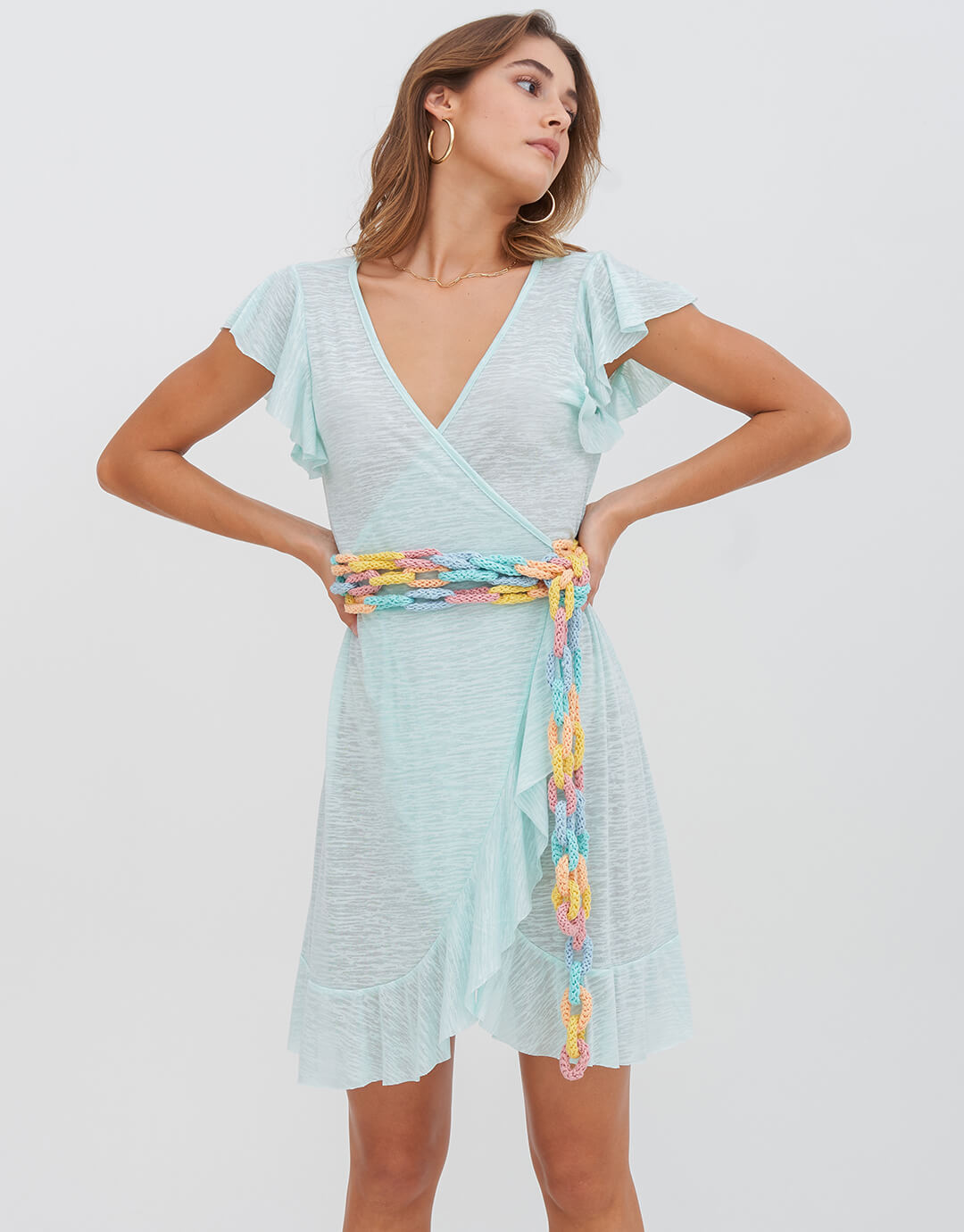 Chain Wrap Dress - Aqua - Simply Beach UK