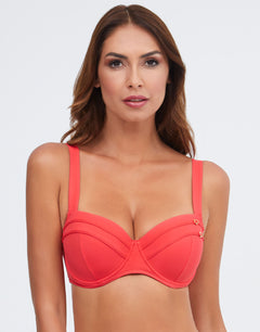 Stella Balcony Bikini Top - Coral - Simply Beach UK
