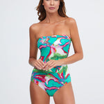 Frida Bandeau Swimsuit - Green Marble - Simply Beach UK