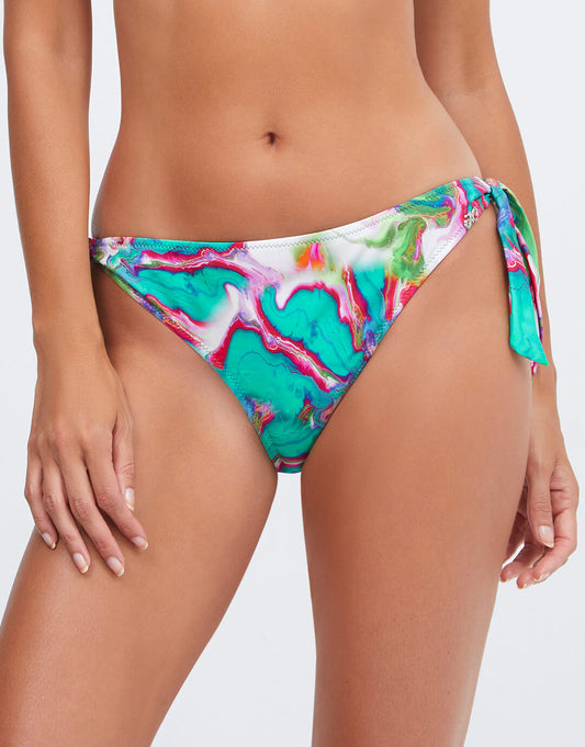 Frida Tie Side Bikini Pant - Green Marble - Simply Beach UK