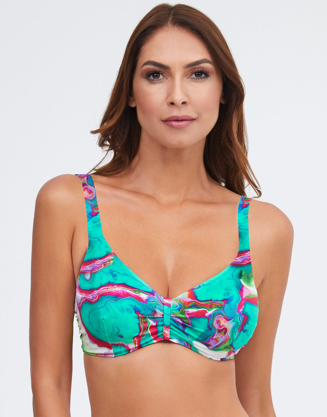Frida Underwired Bikini Top - Green Marble - Simply Beach UK