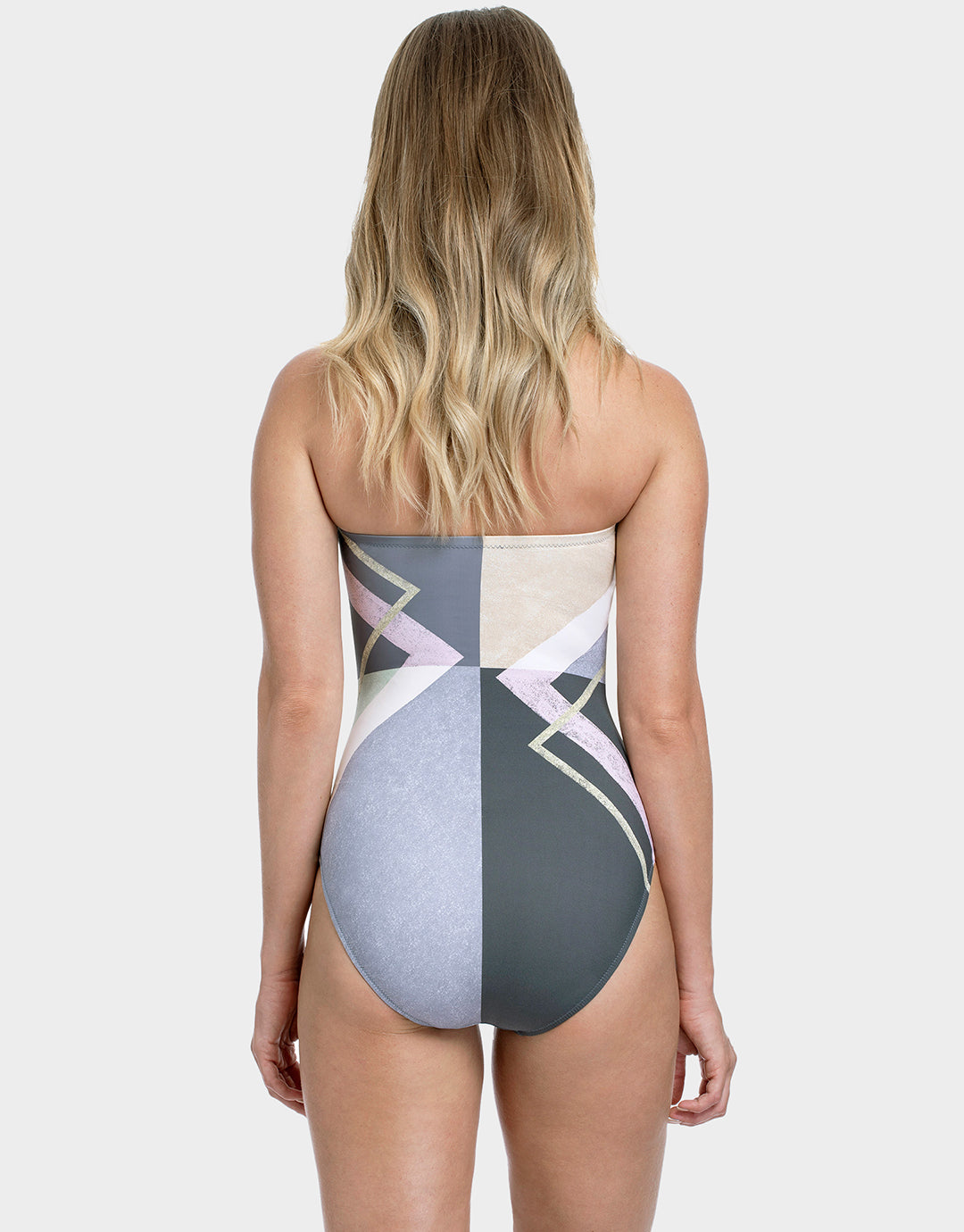 Gottex Modern Art Bandeau Swimsuit - Multi Grey