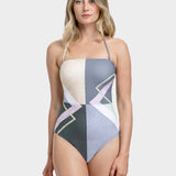 Gottex Modern Art Bandeau Swimsuit - Multi Grey