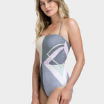 Gottex Modern Art Bandeau Swimsuit - Multi Grey