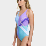 Gottex Modern Art V Neck Tank Swimsuit - Multi Blue