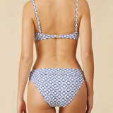 Mykonos Structured Bandeau Bikini Top - Blue and White - Simply Beach UK