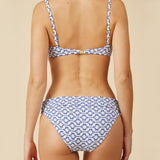 Mykonos Fold Over Bikini Pant - Blue and White - Simply Beach UK