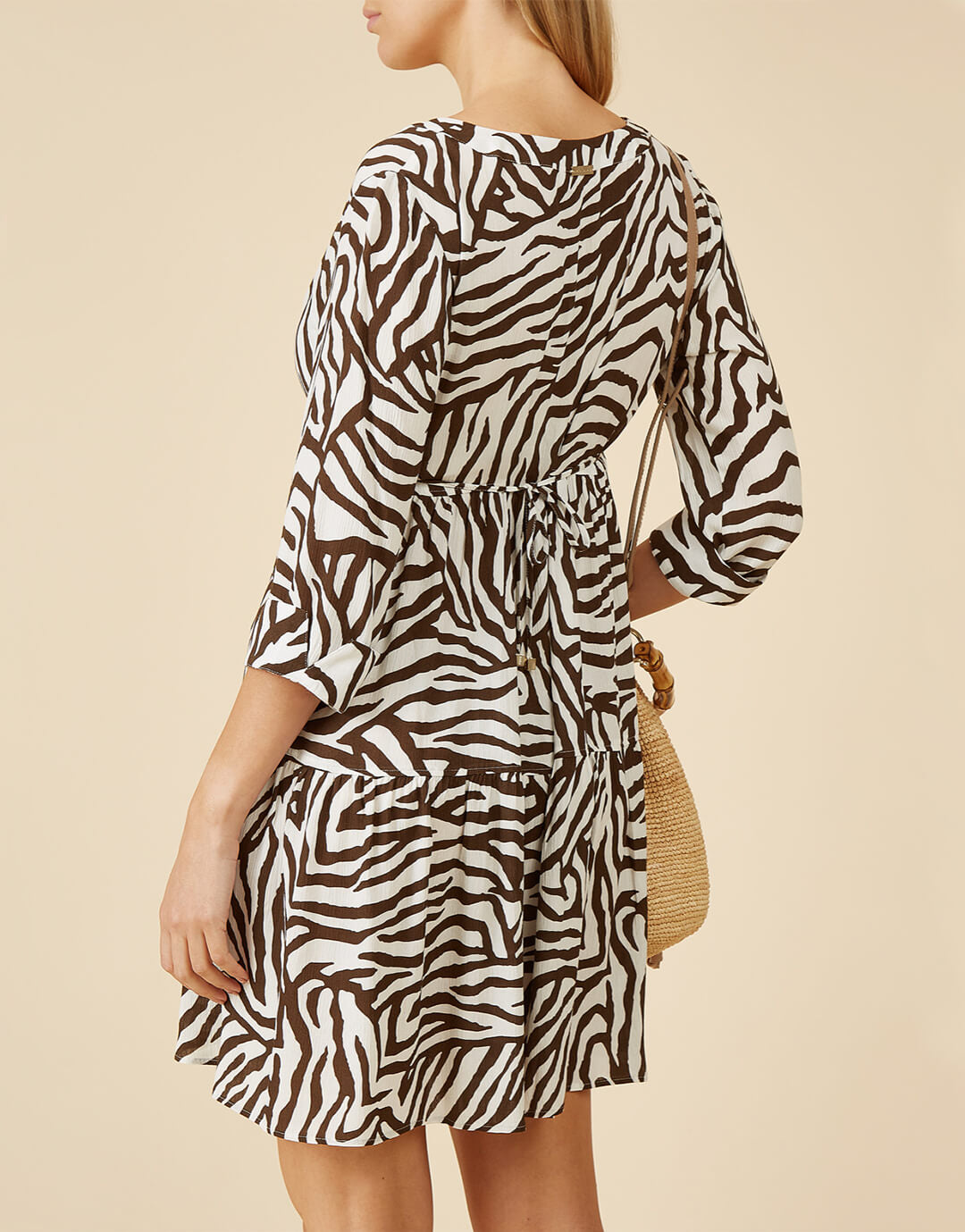 Namibia V Neck Tunic - Brown/White - Simply Beach UK