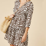 Namibia V Neck Tunic - Brown/White - Simply Beach UK