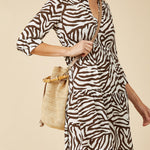 Namibia V Neck Tunic - Brown/White - Simply Beach UK