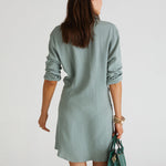 Sage Wrap Front Shirt Dress - Green - Simply Beach UK