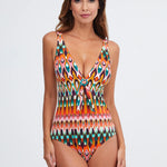 Ipanema Tie Front Swimsuit - Pink Multi - Simply Beach UK