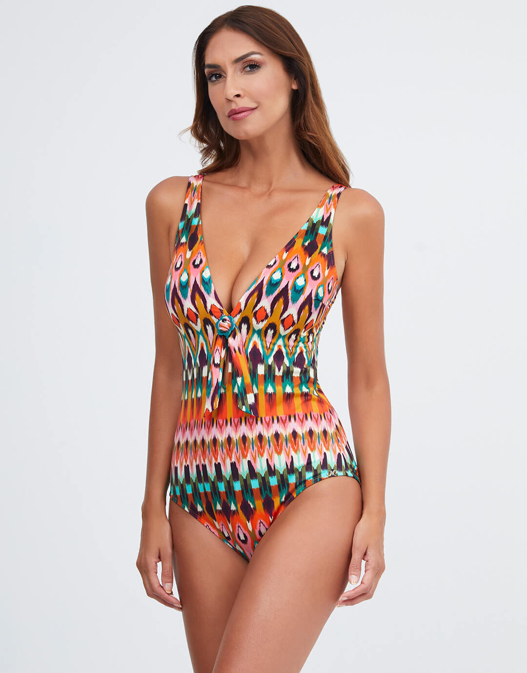 Ipanema Tie Front Swimsuit - Pink Multi - Simply Beach UK