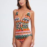 Ipanema Tie Front Swimsuit - Pink Multi - Simply Beach UK