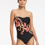 Silk Road Bandeau Swimsuit - Black - Simply Beach UK