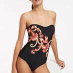 Silk Road Bandeau Swimsuit - Black - Simply Beach UK
