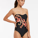 Silk Road Bandeau Swimsuit - Black - Simply Beach UK
