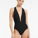 Jetset Plunge Loop Back Swimsuit - Black - Simply Beach UK