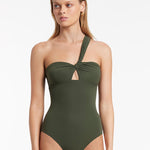 Jetset Gathered One Shoulder Swimsuit - Olive - Simply Beach UK