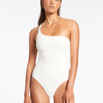 Isla Rib One Shoulder Swimsuit - Cream - Simply Beach UK