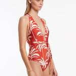 Palme Plunge Swimsuit - Cherry - Simply Beach UK