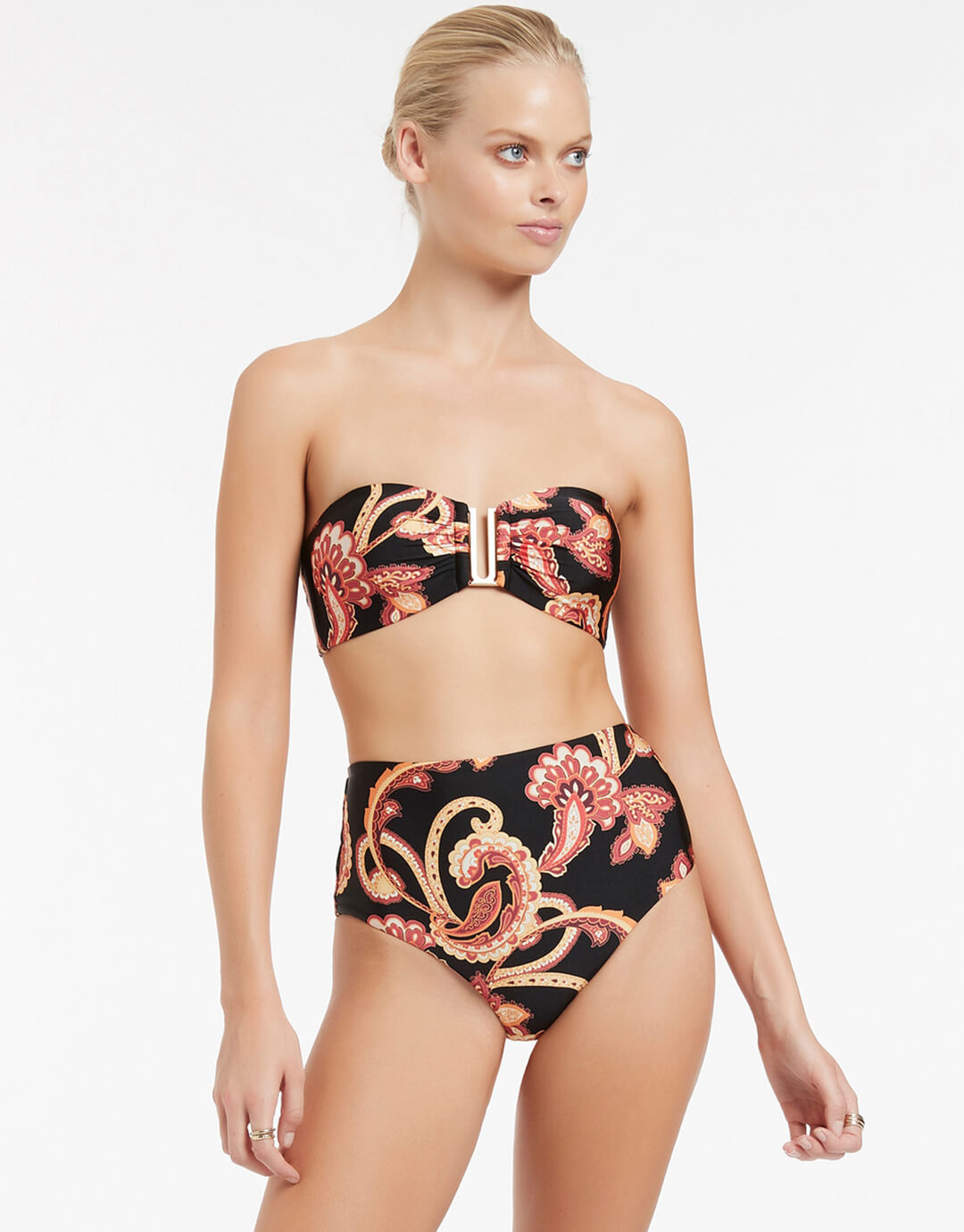 Silk Road Bandeau Bikini Top - Black - Simply Beach UK