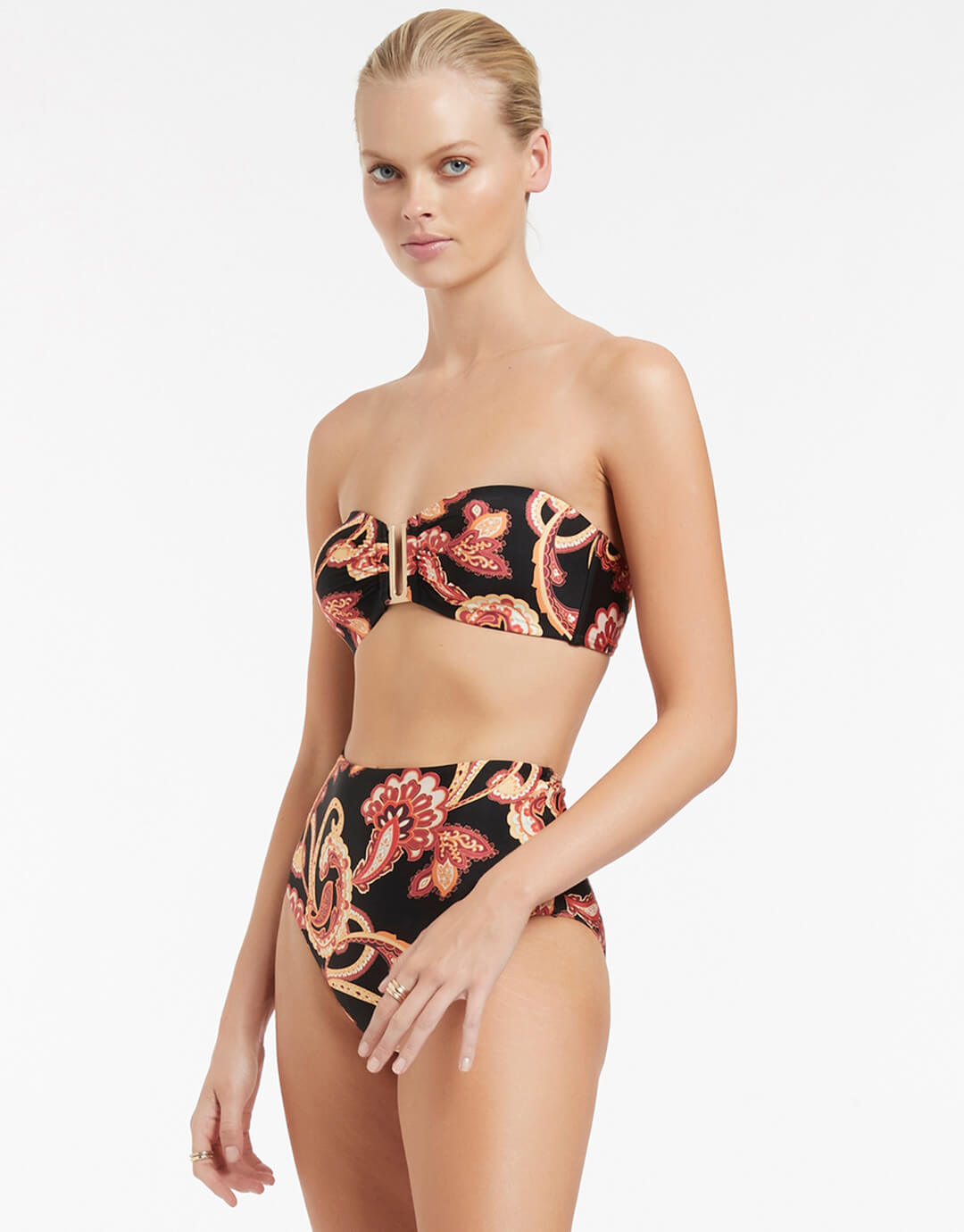 Silk Road Bandeau Bikini Top - Black - Simply Beach UK