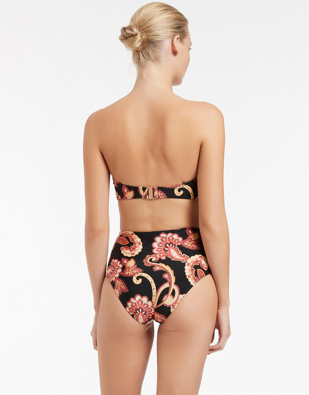 Zwart met Gouden Bandeau Bikinitop met Fishnet Effect en Pads Zwart met Gouden Bandeau Bikinitop met Fishnet Effect en Pads