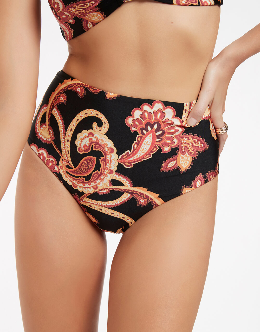 Silk Road High Waist Bikini Pant - Black - Simply Beach UK