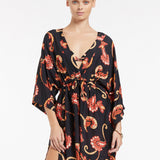 Silk Road Wide Sleeve Kaftan - Black - Simply Beach UK