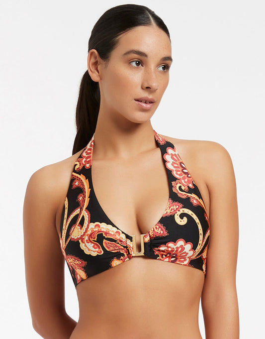 Silk Road D/DD Halter Bikini Top - Black - Simply Beach UK