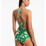 Floreale Fold Down Bikini Pant - Green - Simply Beach UK
