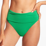 Isla Rib Fold Down Bikini Pant - Green - Simply Beach UK