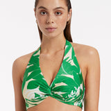 Floreale D DD Twist Front Bikini Top - Green - Simply Beach UK