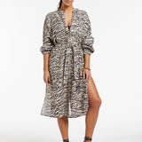 Sahara Shirred Cuff Shirtdress - Animal - Simply Beach UK