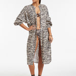 Sahara Shirred Cuff Shirtdress - Animal - Simply Beach UK