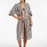 Sahara Shirred Cuff Shirtdress - Animal - Simply Beach UK