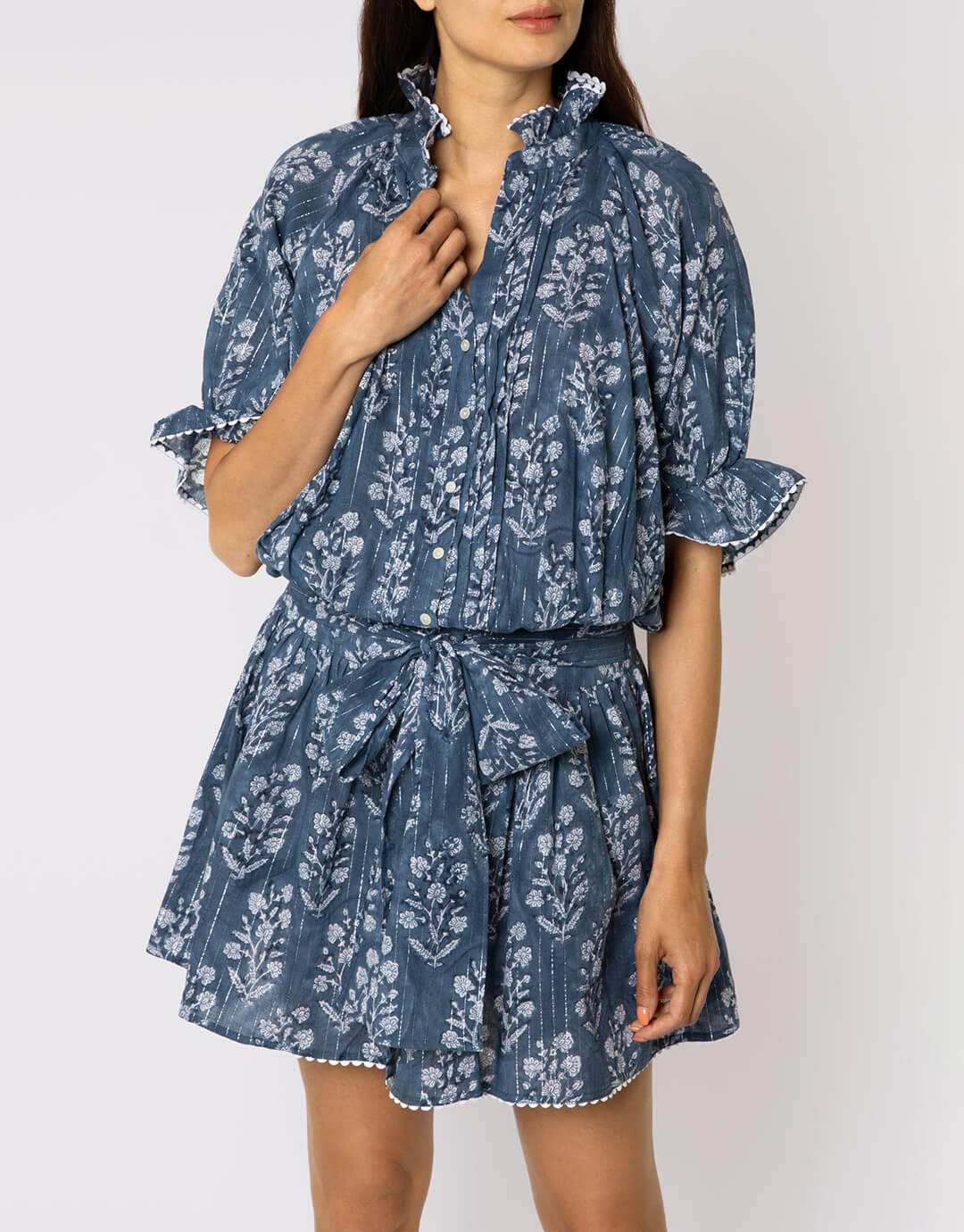 Small Flower Block Print Blouson Dress - Midnight - Simply Beach UK