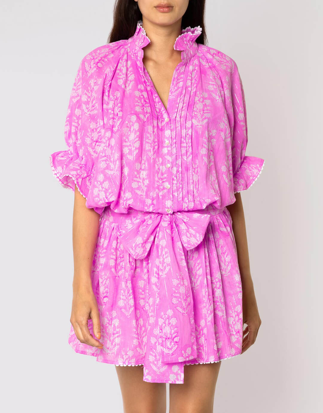 Small Flower Block Print Blouson Dress - Orchid - Simply Beach UK