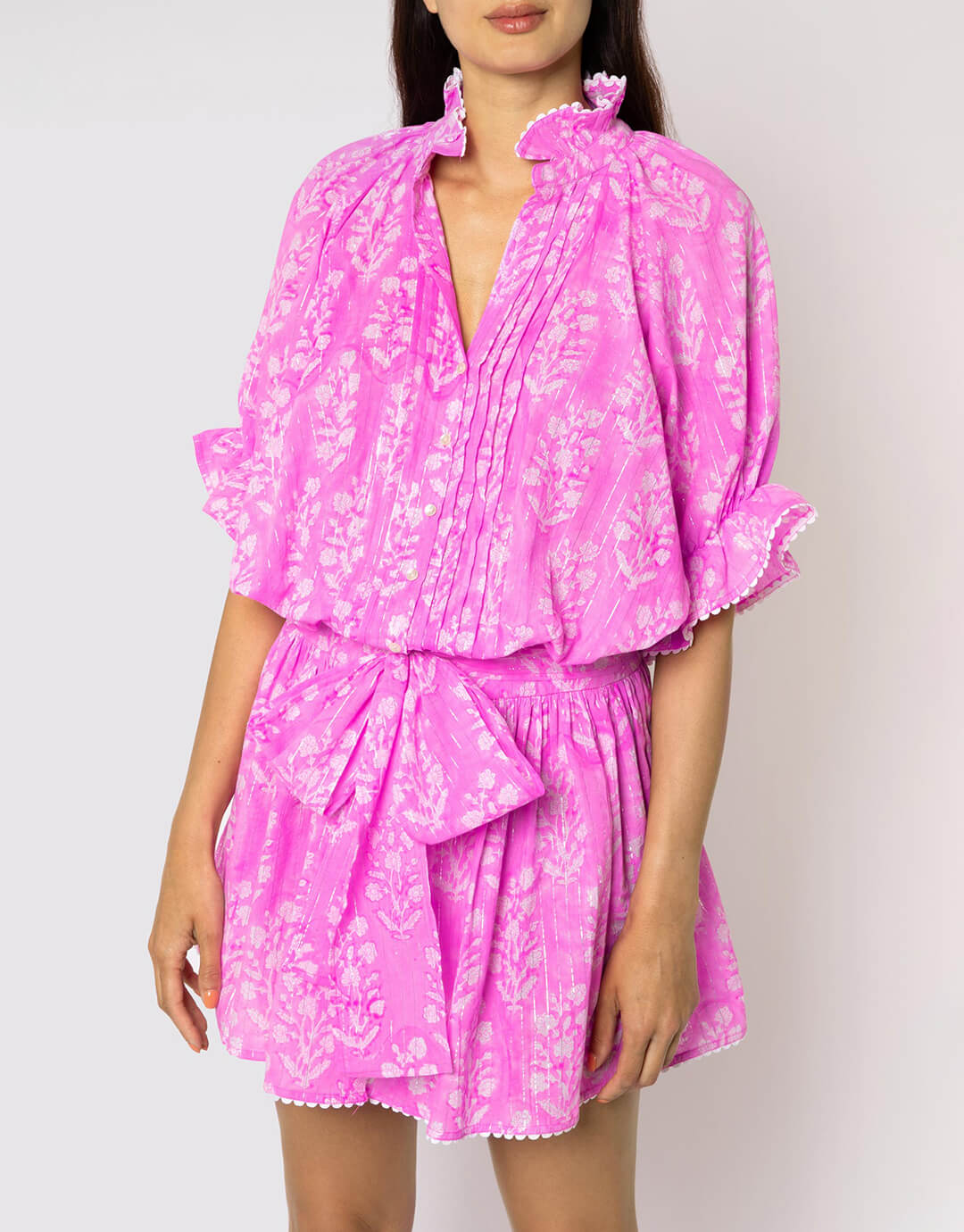 Small Flower Block Print Blouson Dress - Orchid - Simply Beach UK