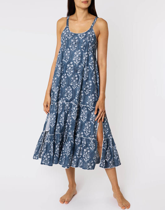 Small Flower Block Print Swing Dress - Midnight - Simply Beach UK
