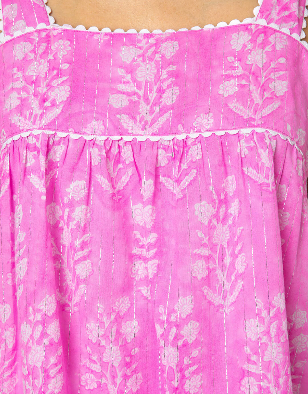Small Flower Block Print Tie Shoulder Top - Orchid - Simply Beach UK