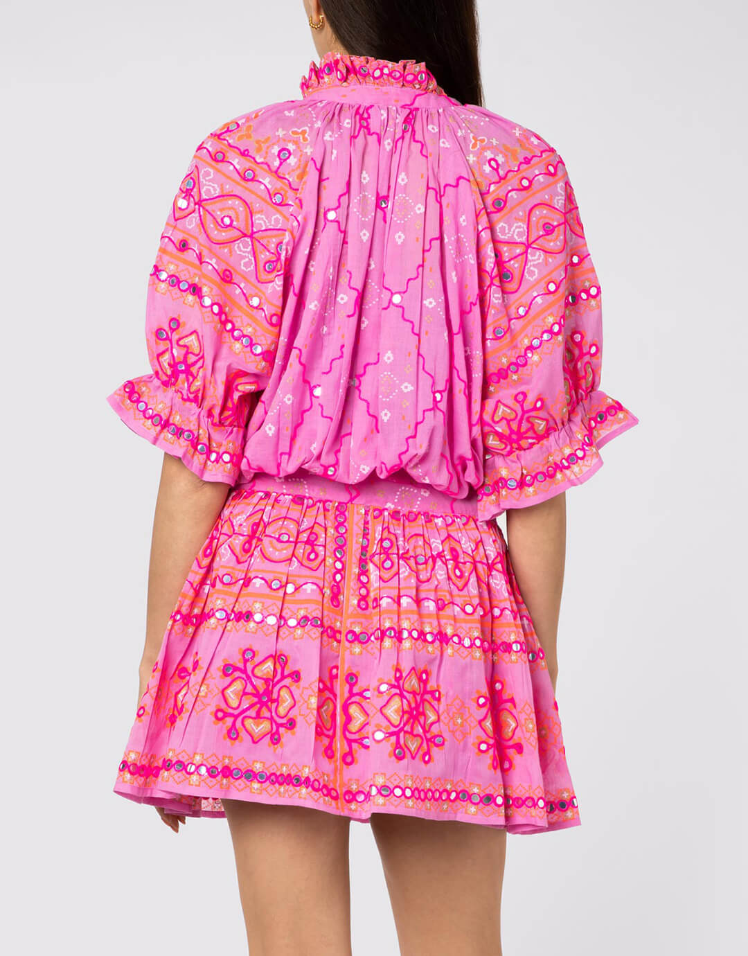 Mosaic Blouson Dress with Mirror Embroidery - Orchid - Simply Beach UK
