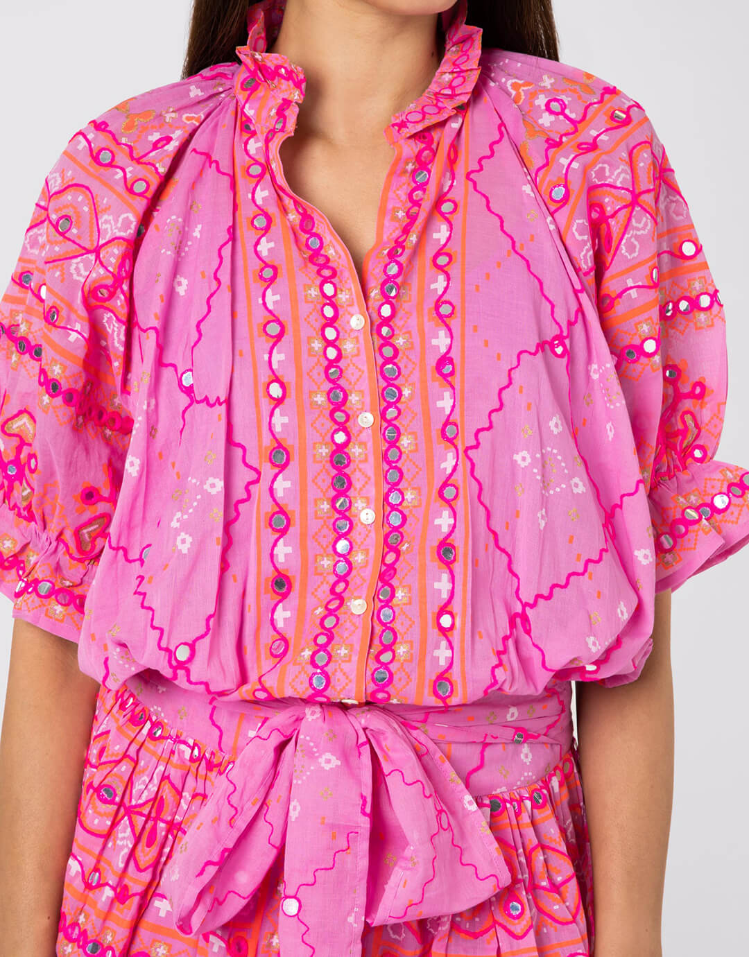 Mosaic Blouson Dress with Mirror Embroidery - Orchid - Simply Beach UK