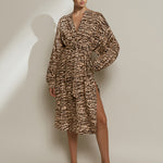 Sahara Shirred Cuff Shirtdress - Animal - Simply Beach UK