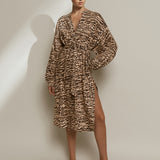 Sahara Shirred Cuff Shirtdress - Animal - Simply Beach UK