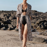 Sahara Shirred Cuff Shirtdress - Animal - Simply Beach UK