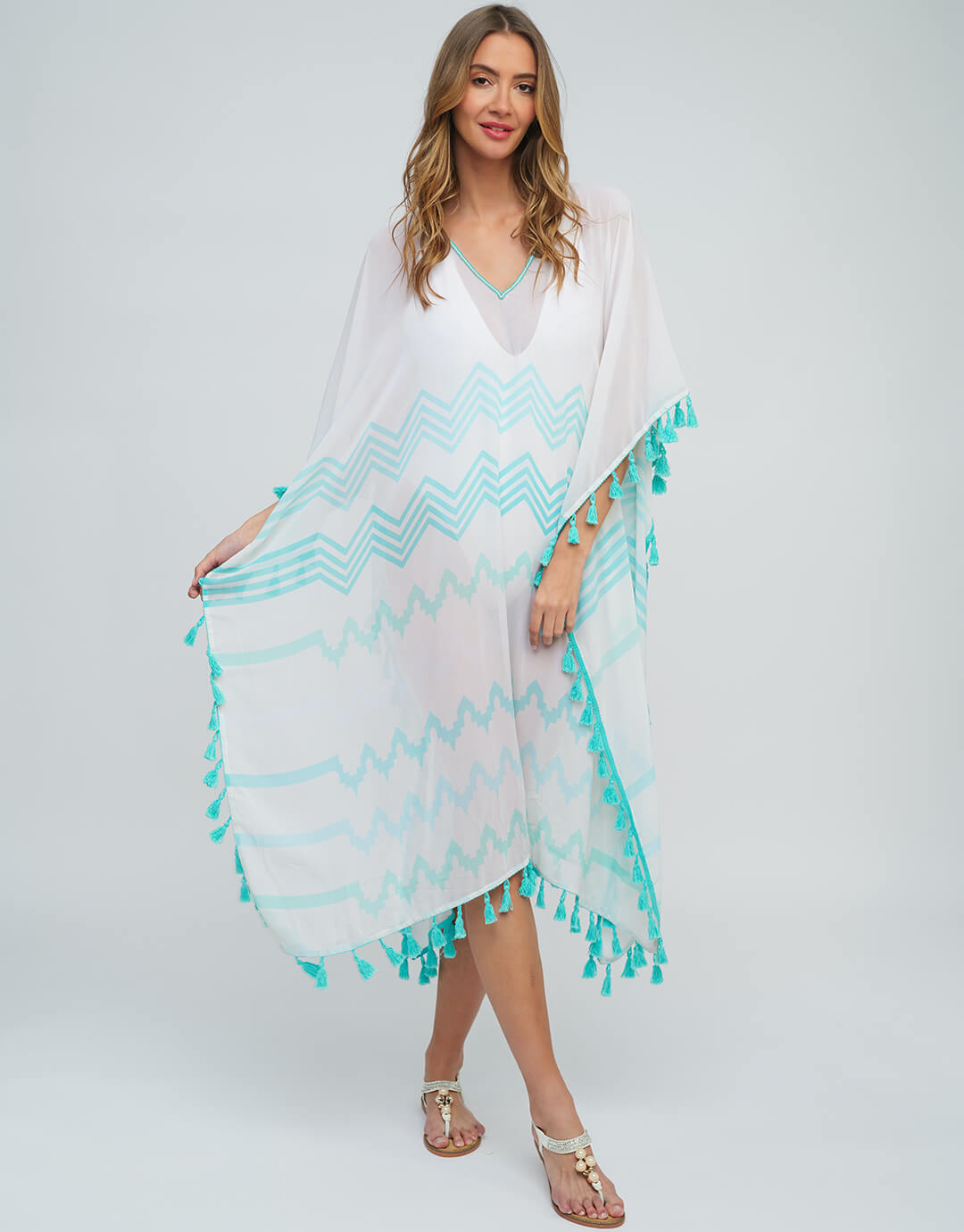 Kayana Maxi Kaftan - Turquoise - Simply Beach UK